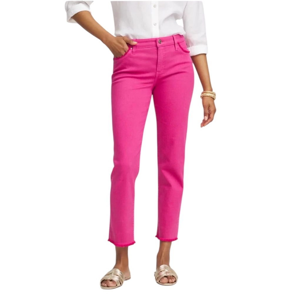 Vineyard Vines Vibrant Hot Pink Ankle Jeans Raw Hem Stretch Size 27 🌸 EUC